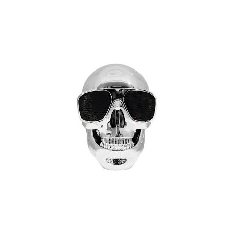 BT SKULL PLATA Bocina portatil bluetooth recargable radio fm usb color plata