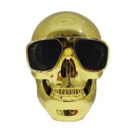 BT SKULL DORADA Bocina bluetooth portatil regarble radio fm usb color dorada