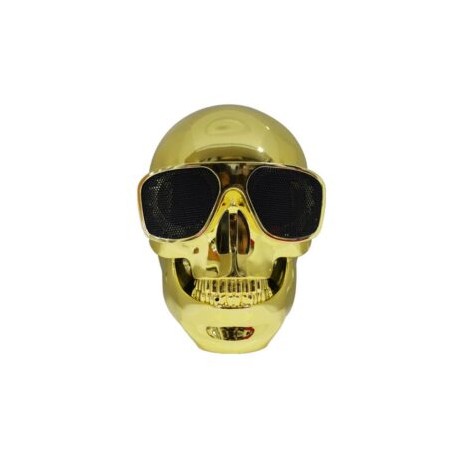 BT SKULL DORADA Bocina bluetooth portatil regarble radio fm usb color dorada
