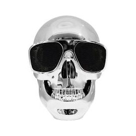 BT SKULL PLATA Bocina portatil bluetooth recargable radio fm usb color plata